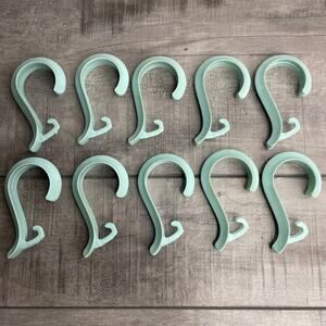 Vintage 50’s HYGIENE Baby Blue Hard Plastic Shower Curtain Hooks Set of 10